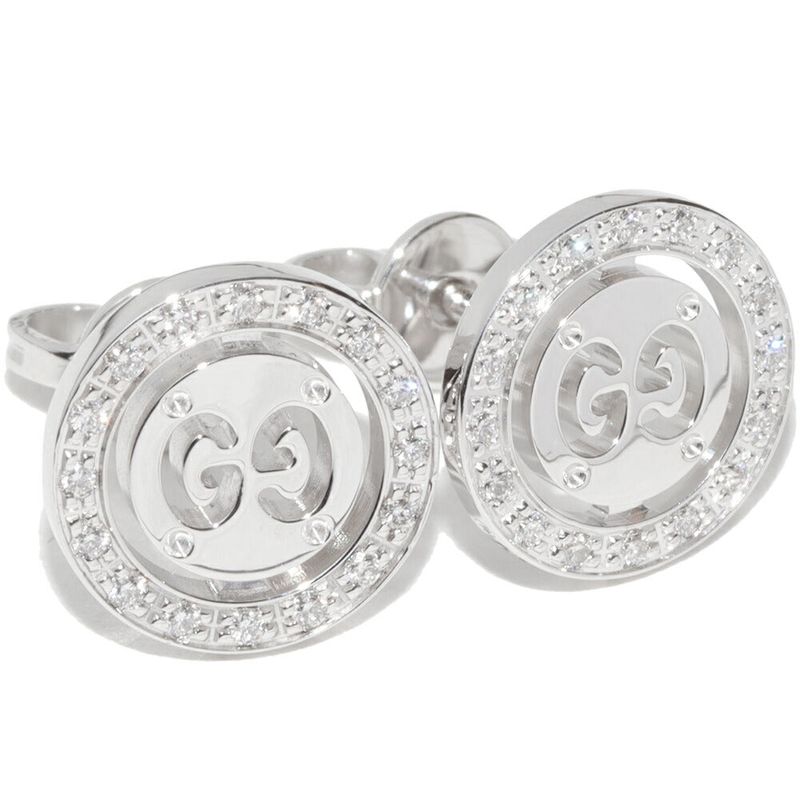 Gucci K18wg Diamond Stud Earrings